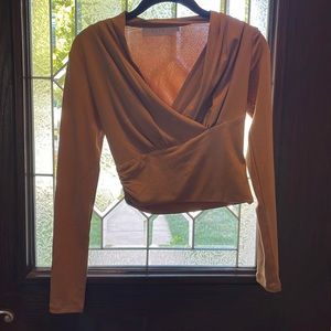 Crop top dress shirt, long sleeve